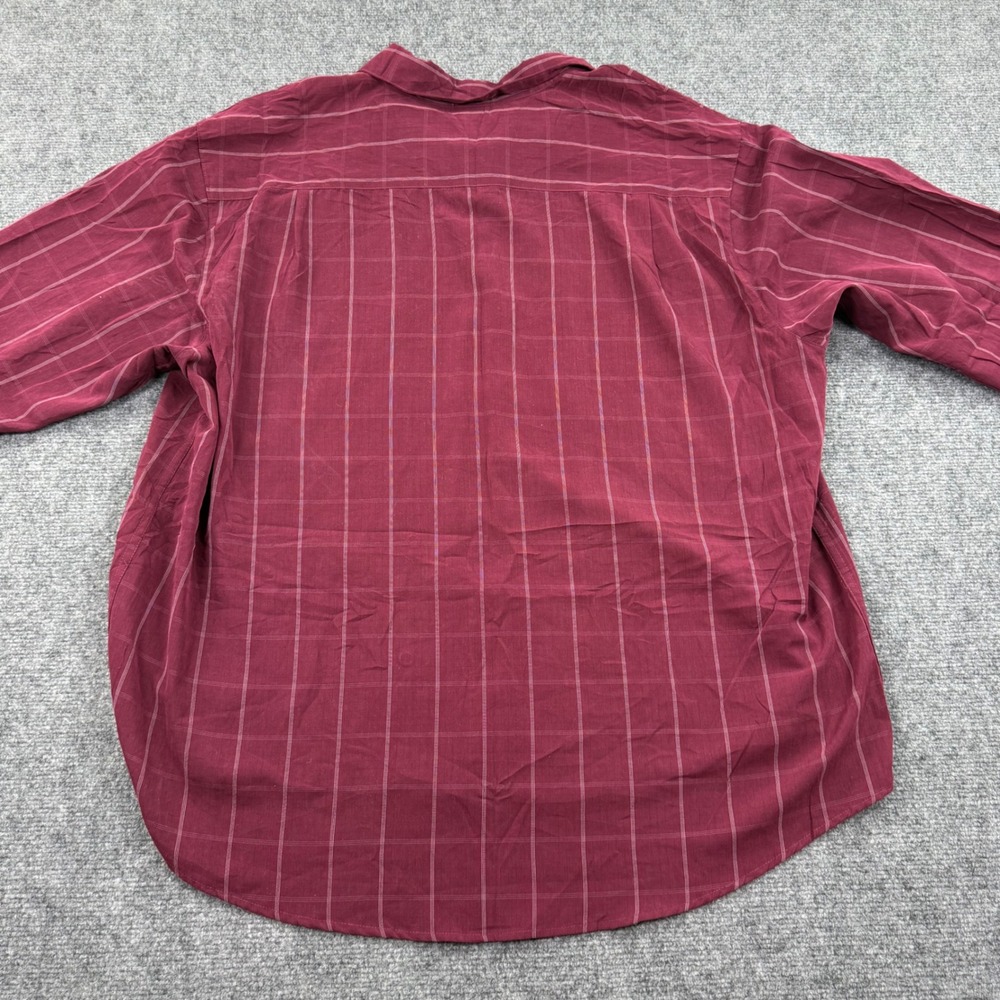George Button Up Shirt‎ 2XL Merlot Sueded Grid Print FLAW Mens - Picture 4 of 9